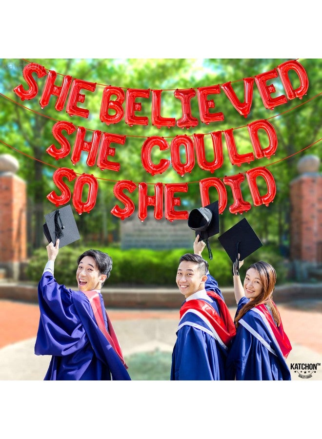 KatchOn, Red She Believed She Could So She Did Balloons - 16 Inch | Congrats Balloons for Congratulations Decorations | Graduation Class of 2025 for Graduation Decorations 2025 - Image 3