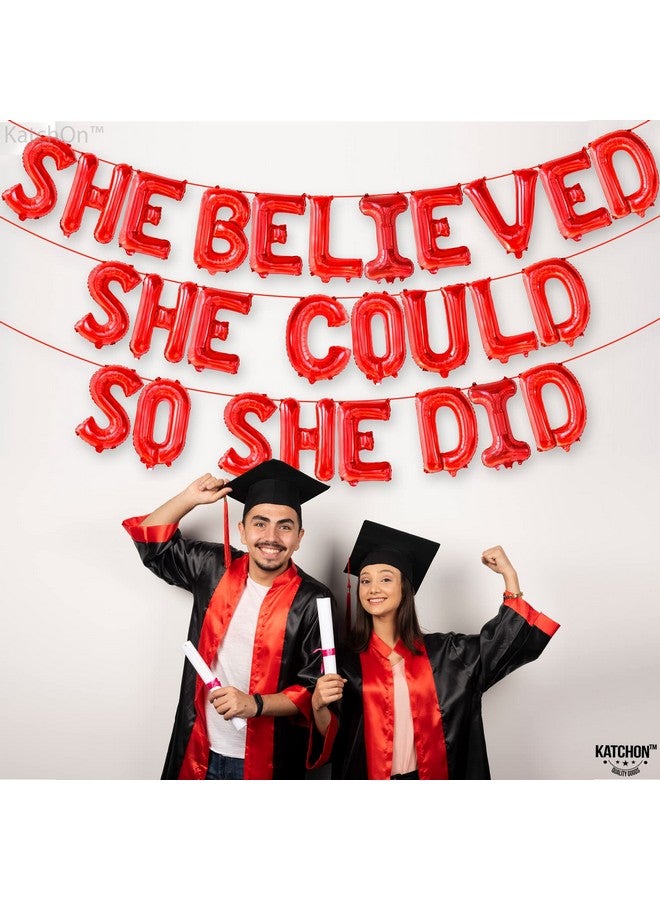 KatchOn, Red She Believed She Could So She Did Balloons - 16 Inch | Congrats Balloons for Congratulations Decorations | Graduation Class of 2025 for Graduation Decorations 2025 - Image 2