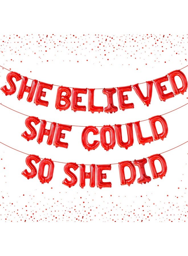 KatchOn, Red She Believed She Could So She Did Balloons - 16 Inch | Congrats Balloons for Congratulations Decorations | Graduation Class of 2025 for Graduation Decorations 2025 - Image 1