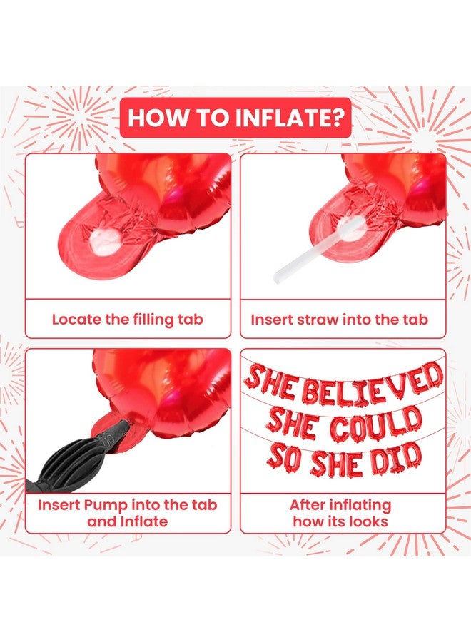 KatchOn, Red She Believed She Could So She Did Balloons - 16 Inch | Congrats Balloons for Congratulations Decorations | Graduation Class of 2025 for Graduation Decorations 2025 - Image 5