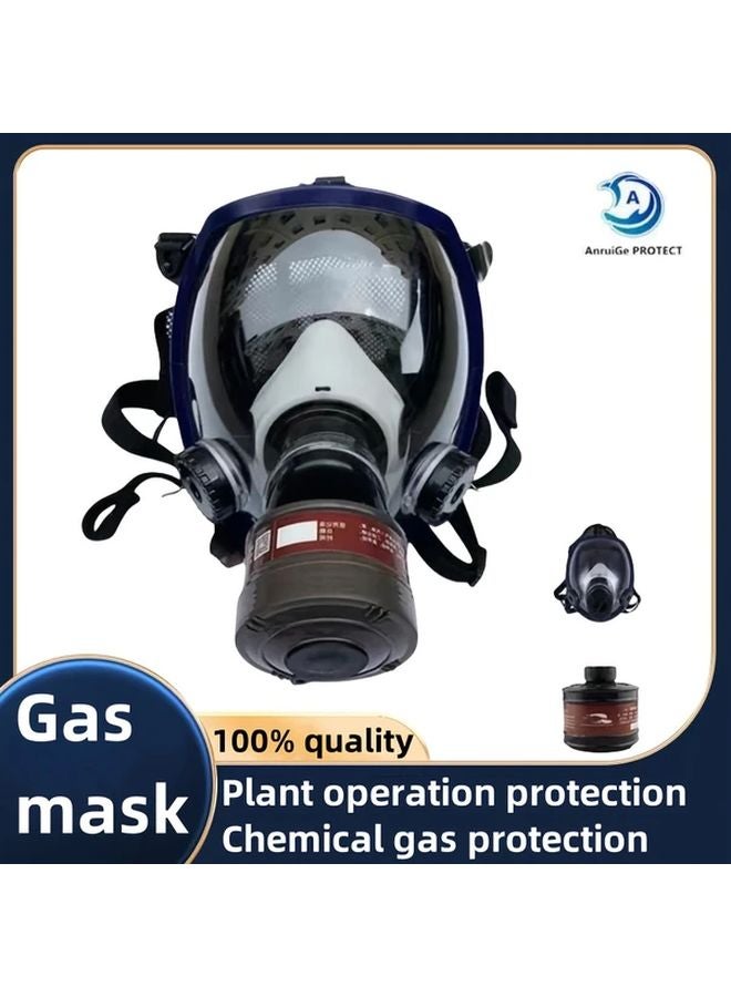 قناع تنفس كامل الوجه مع مرشح 40 ملم، 3 أحزمة رأس قابلة للتعديل للحماية من الغبار والغازات والأسبستوس - Image 2