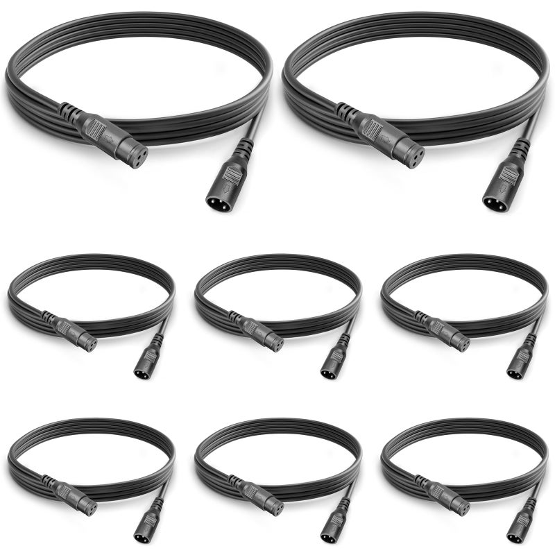 MAD OWL 8 Packs DMX Cables DMX to XLR Signal Connection with 3 Pin Connector XLR Cable 6ft2m DMX Wire Extension Connectors Male and Femalefor Stage Lighting