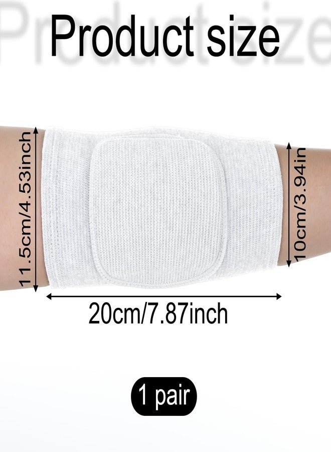 JIYIN 1 Pair Elbow Pads with Thicken Sponge Pad, White Breathable Protective Volleyball Elbow Pads Fitness Arm Knee Protector Volleyball Sponge Support for Kids Men Women Elderly - Image 2