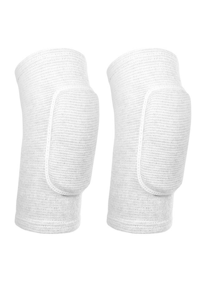 JIYIN 1 Pair Elbow Pads with Thicken Sponge Pad, White Breathable Protective Volleyball Elbow Pads Fitness Arm Knee Protector Volleyball Sponge Support for Kids Men Women Elderly - Image 1