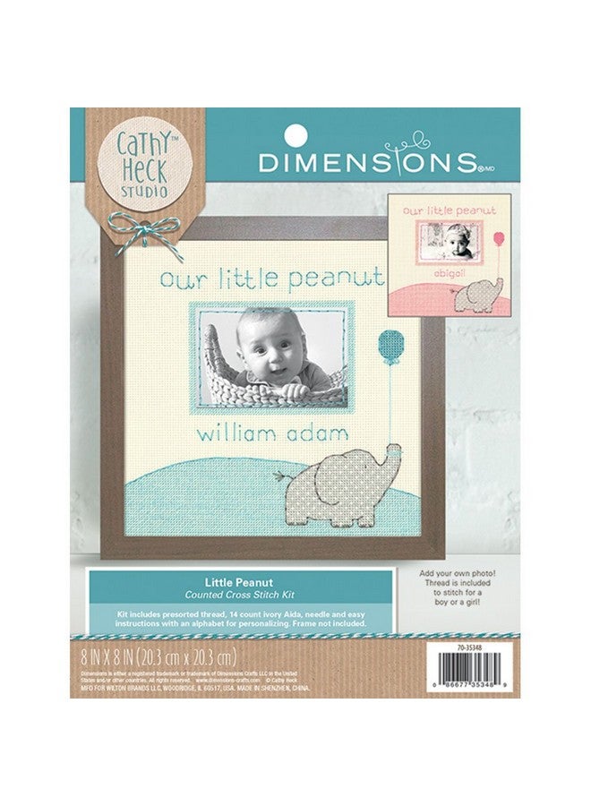 Dimensions 7035348 Little Peanut Counted Cross Stitch Kit Baby Photo Frame 8 X 8 - Image 1