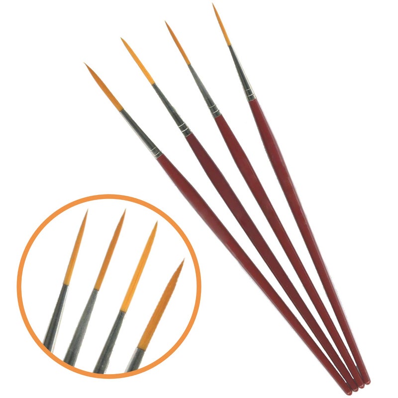 Rigger Brush Set of 4 By Essential Arts Artists Fine Detail Paint Brushes Pack in Sizes 0 1 2 3