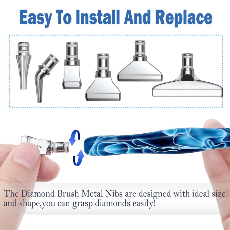 Heyseri Diamond Art Painting Pens, Ergonomic Diamond Painting Drill Pens Tools Accessories, Gem Art Pen Tools with Metal Tips for 5D Craft Nail (Blue) - Image 5
