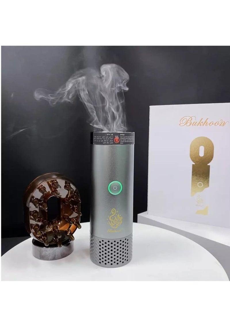 ELTRAZONE أحدث موقد بخور إلكتروني 2 في 1 B20 - موقد بخور عربي - مبخرة خشبية - مزدوجة (فضي) - Image 1