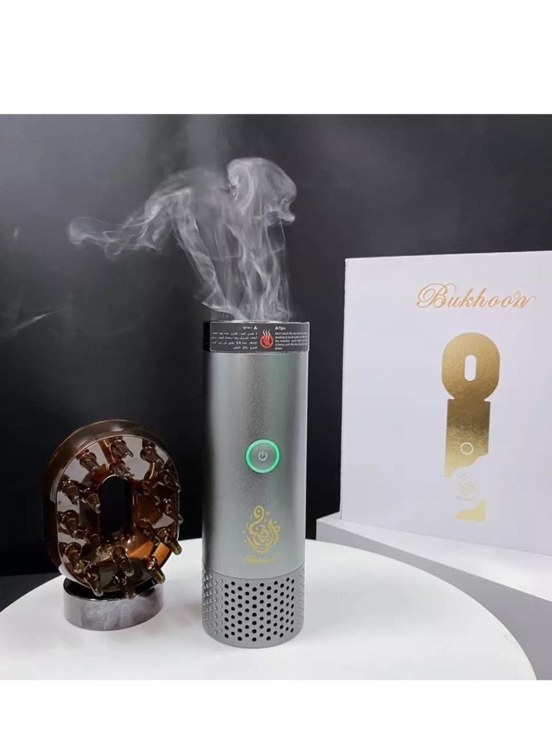 ELTRAZONE أحدث موقد بخور إلكتروني 2 في 1 B20 - موقد بخور عربي - مبخرة خشبية - مزدوجة (فضي) - Image 4