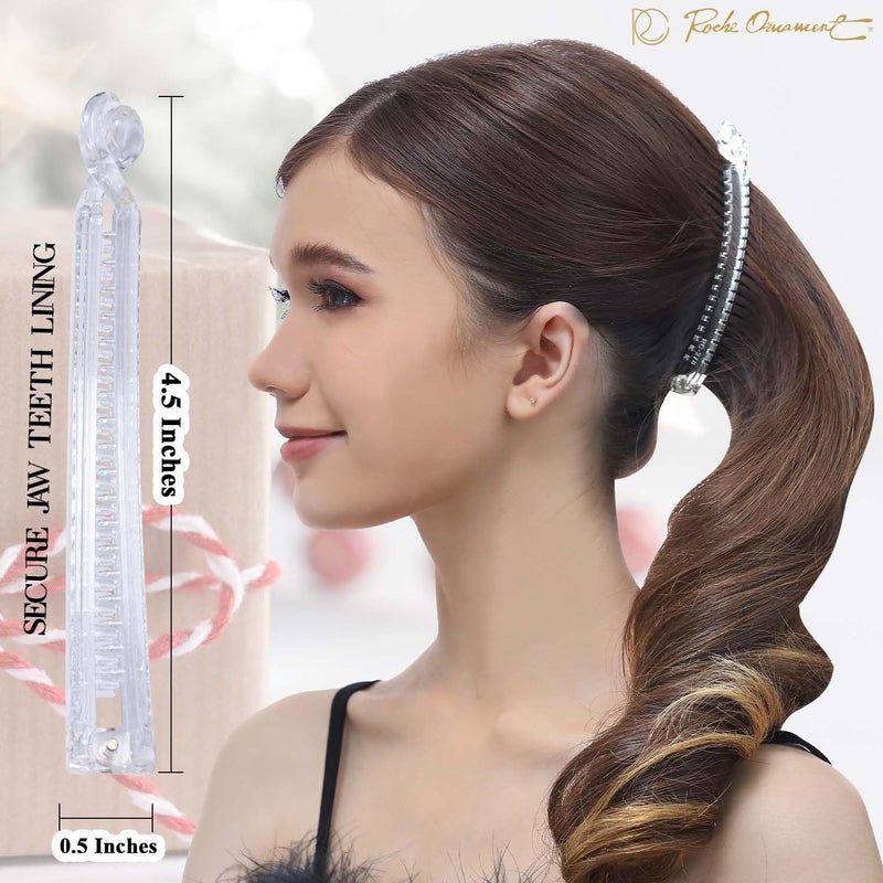 RC ROCHE ORNAMENT RC ROCHE 6 Pcs Banana Hair Clip Thin Hair Fine Ponytail Maker No Slip Small Claw for Women Secure Grip Jaw Clamp Cute Strong, Medium Clear Brown and Black - Image 3