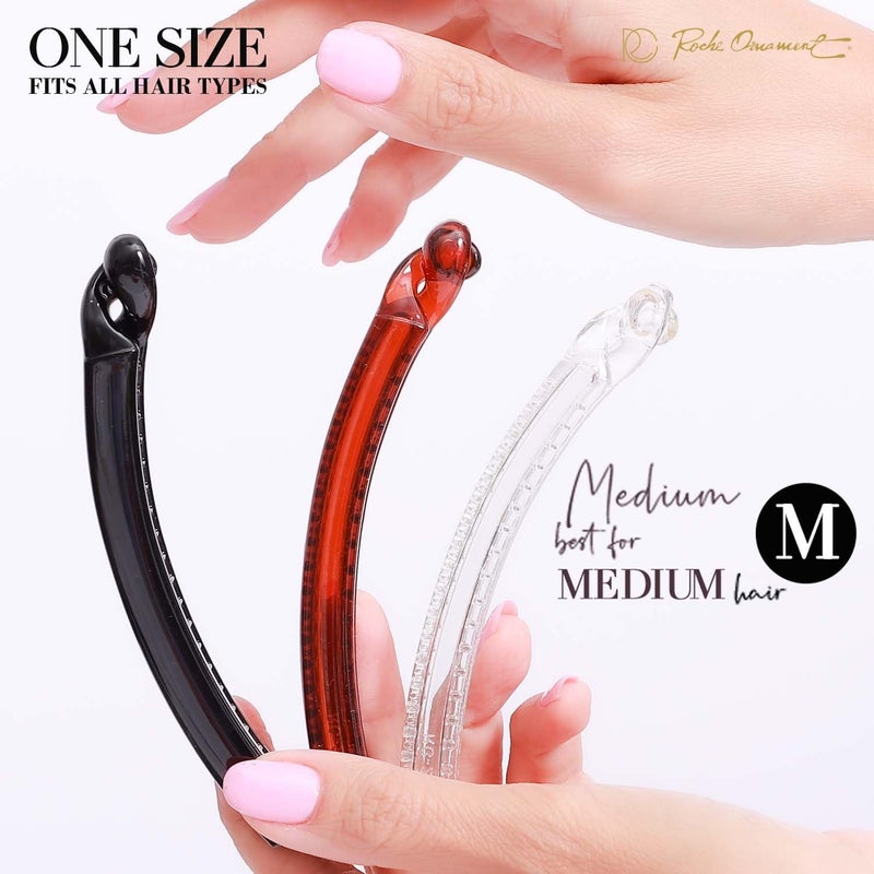 RC ROCHE ORNAMENT RC ROCHE 6 Pcs Banana Hair Clip Thin Hair Fine Ponytail Maker No Slip Small Claw for Women Secure Grip Jaw Clamp Cute Strong, Medium Clear Brown and Black - Image 4