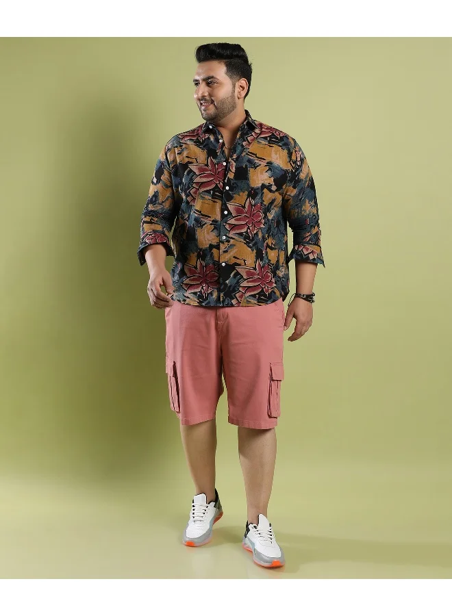 Instafab Plus Men's Multicolour Artistic Flowers Shirt
