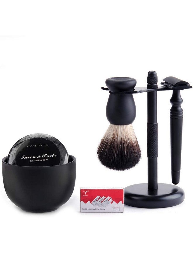 Grandslam Shaving Razor Kit Double Edage Safety Razor 2 Layers Stainless Steel Shaving Mug Shaving Soap Cream Synthetic Shaving Brush Heavy Chrome Shaving Stand Black Shaving Razor Gift For Men - Image 2