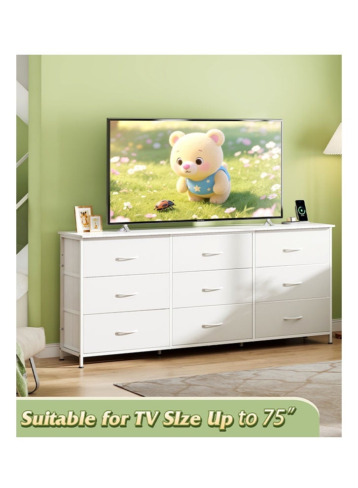 keke 9-drawer large size TV model For inside Bed Home Bed Room White Color 63" inch - Image 2