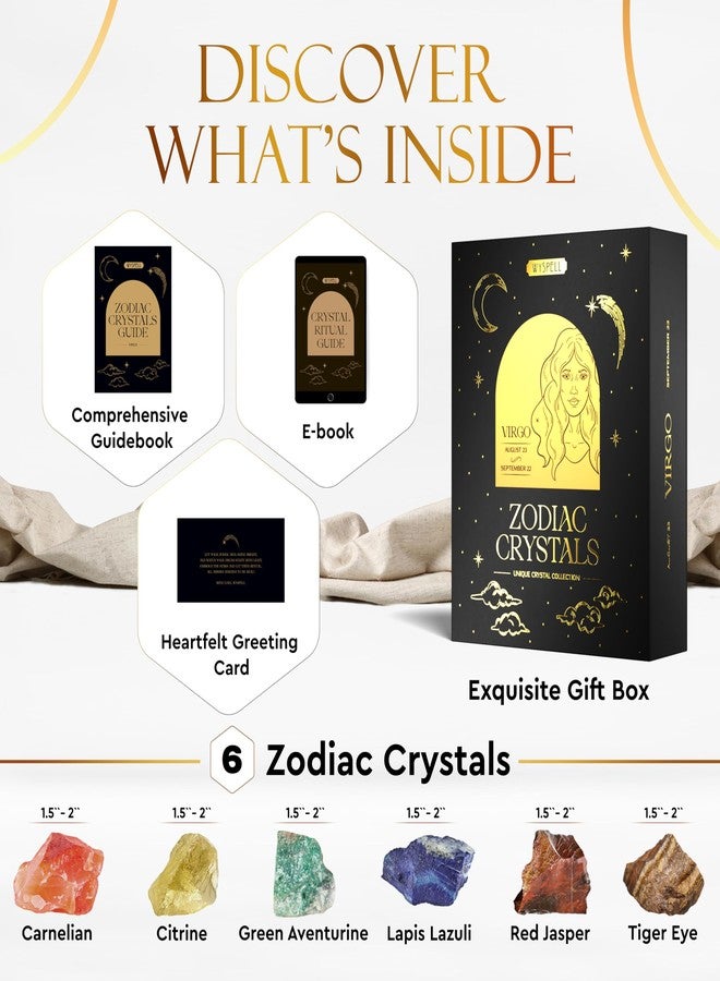 Wyspell Virgo Crystal Set - 6 Raw Virgo Crystals and Healing Stones - Zodiac Gifts for Women - Virgo Birthday Gifts for Women - Astrology Gifts for Women - Zodiac Crystal Set - Healing Gifts - Image 2