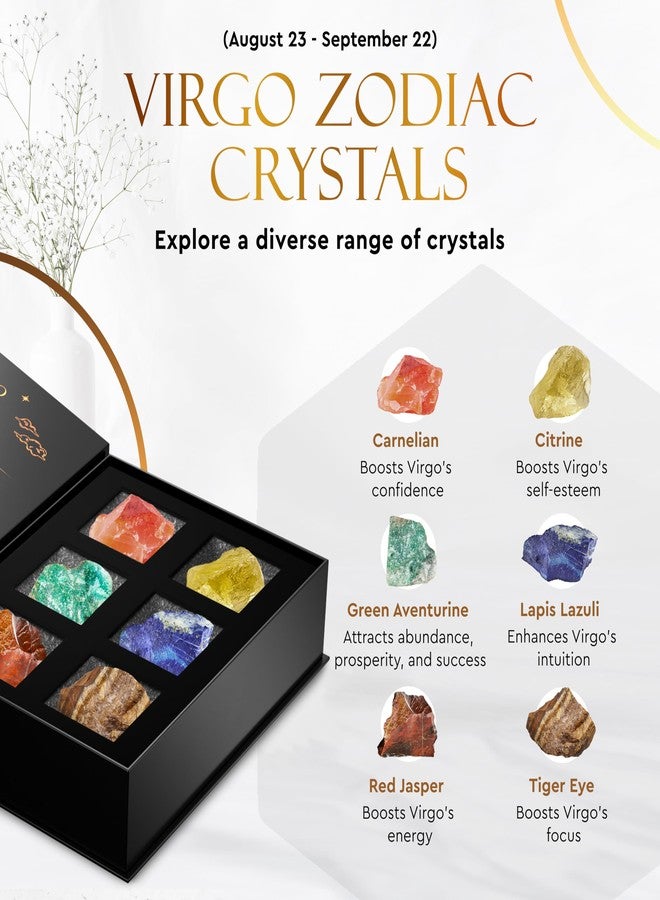 Wyspell Virgo Crystal Set - 6 Raw Virgo Crystals and Healing Stones - Zodiac Gifts for Women - Virgo Birthday Gifts for Women - Astrology Gifts for Women - Zodiac Crystal Set - Healing Gifts - Image 3