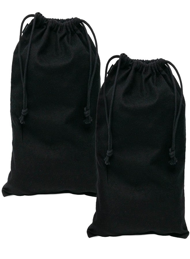 ZENPAC Shoe Dust Bags, Duster Flannel Pouch with Drawstring Closure, Washable, Breathable, Travel, Home Essentials for Luggage, Accessory Storage, Black, 12x17 Inch (Pack of 2) - Image 1