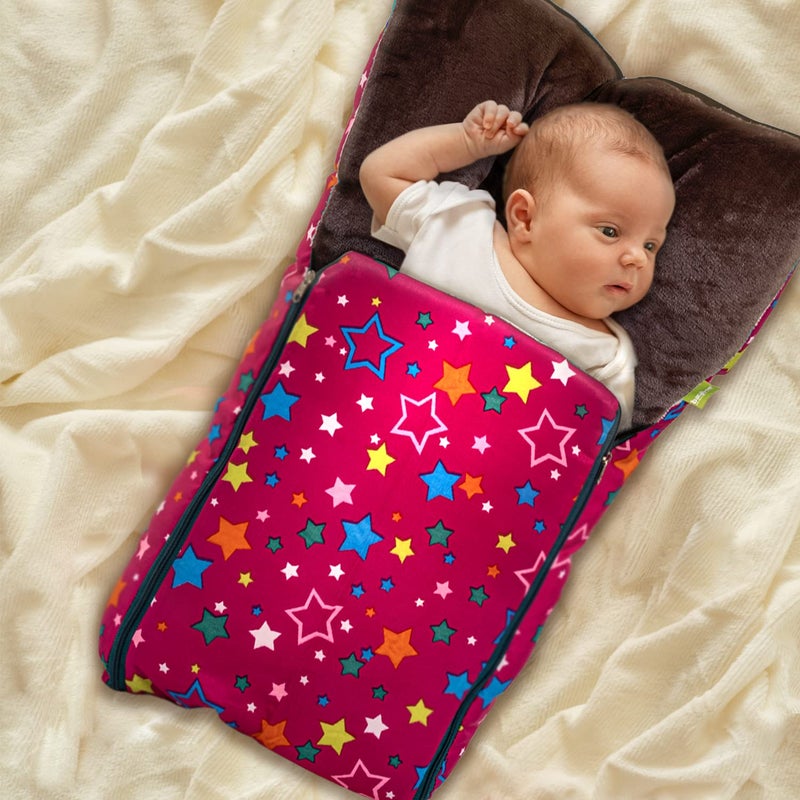 Baybee 3 in 1 Velvet Cotton Baby Bed Cum Carry Bed Printed Baby Sleeping BagBaby BedInfant Portable BassinetNest for CoSleeping Baby Bedding for New Born 06 Months Boy Girl Dark Brown - Image 2