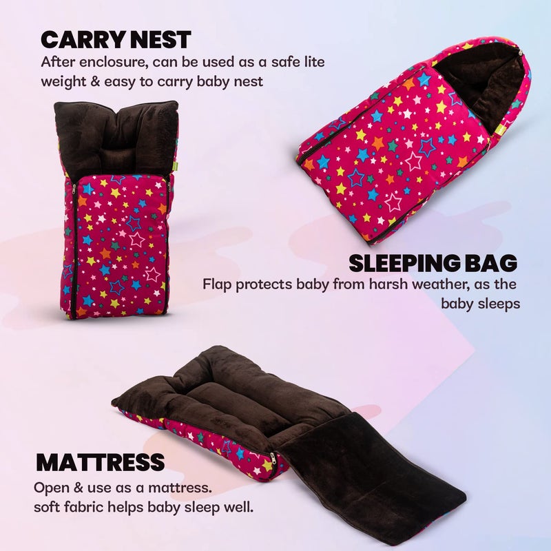 Baybee 3 in 1 Velvet Cotton Baby Bed Cum Carry Bed Printed Baby Sleeping BagBaby BedInfant Portable BassinetNest for CoSleeping Baby Bedding for New Born 06 Months Boy Girl Dark Brown - Image 4