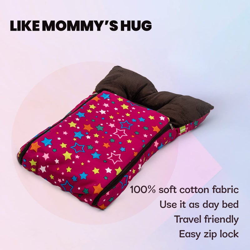 Baybee 3 in 1 Velvet Cotton Baby Bed Cum Carry Bed Printed Baby Sleeping BagBaby BedInfant Portable BassinetNest for CoSleeping Baby Bedding for New Born 06 Months Boy Girl Dark Brown - Image 3