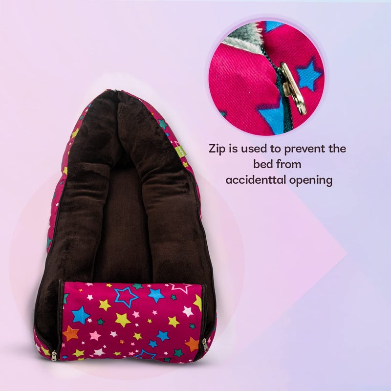 Baybee 3 in 1 Velvet Cotton Baby Bed Cum Carry Bed Printed Baby Sleeping BagBaby BedInfant Portable BassinetNest for CoSleeping Baby Bedding for New Born 06 Months Boy Girl Dark Brown - Image 5