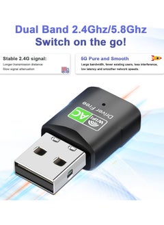 Excefore 650 Mbps USB WLAN Stick, Dual-Band WLAN Adapter, Kompatibel mit Windows Vista/XP/Win7/8.1/10/11  - Image 3