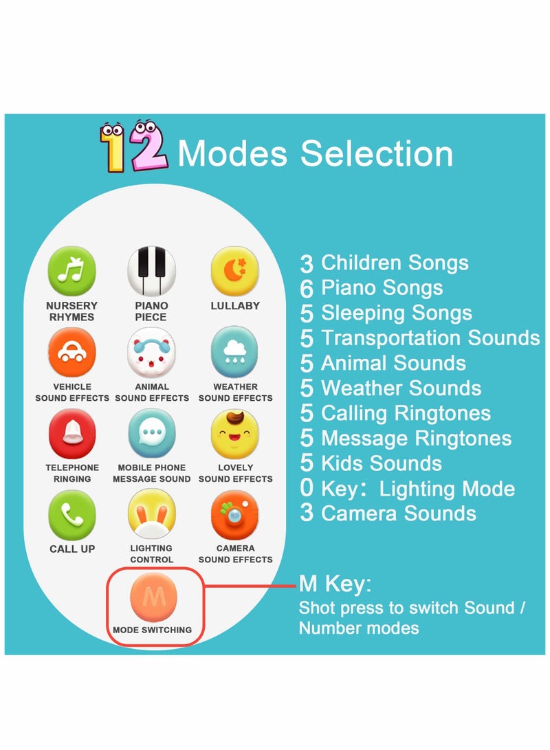 Baby Early Education Toys Mobile Phone, Music Teething Glowing Toy Talking Educational Toy Birthday Gift for Preschool Children - Image 2