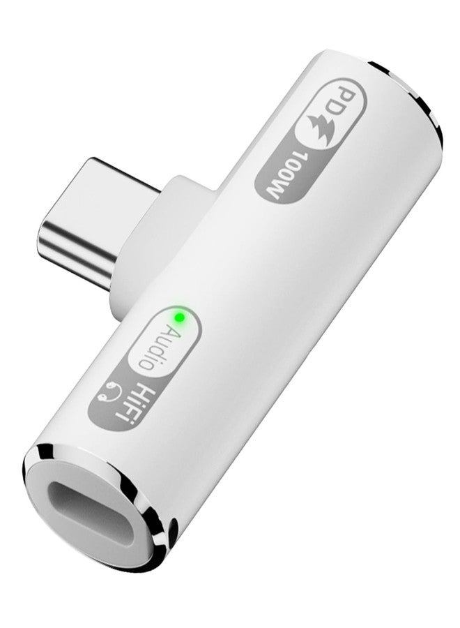 Jadebones USB C to Light-ning Headphone Audio Adapter with 100W Type C Charging Port Compatible with iPhone 16/15 Series, iPad and More (White) - Image 1
