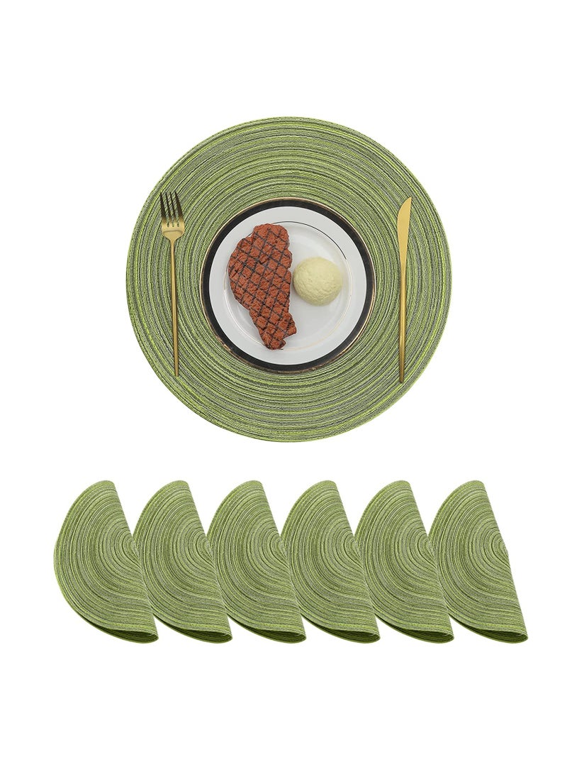 Excefore Woven Placemats Round Set of 6, 36cm/14inch Large Handmade Woven Placemats, Heat Insulation non slip Braided Cotton Dinner Table Mats, Round Placemats for Kitchen Dining Table Plate Mat for Party - Image 1