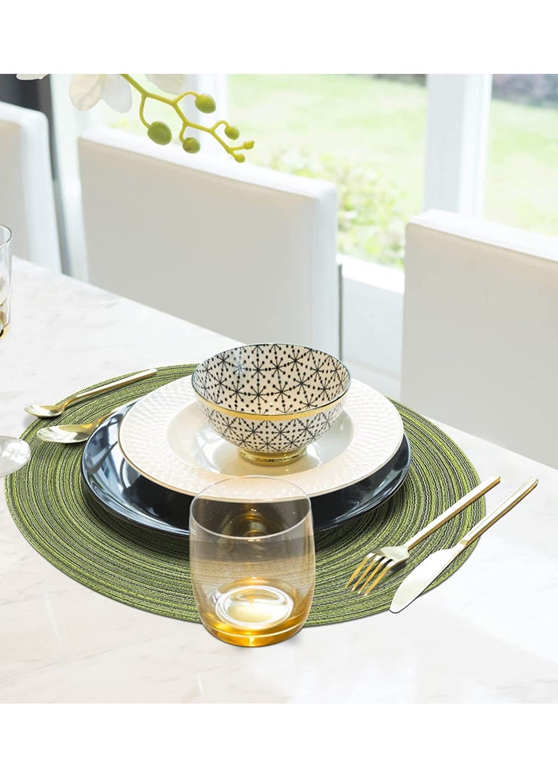 Excefore Woven Placemats Round Set of 6, 36cm/14inch Large Handmade Woven Placemats, Heat Insulation non slip Braided Cotton Dinner Table Mats, Round Placemats for Kitchen Dining Table Plate Mat for Party - Image 3