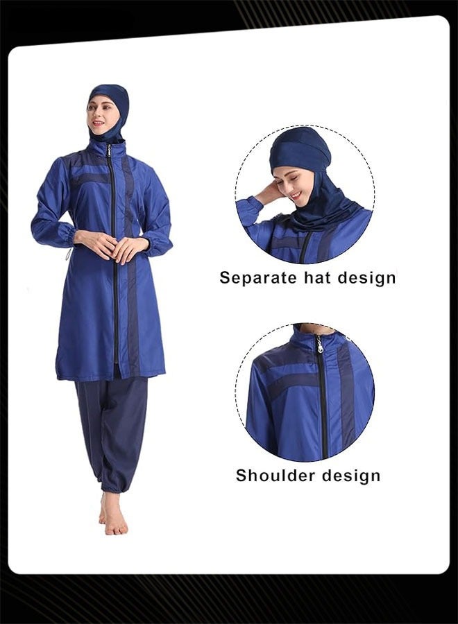 JOLLY ملابس سباحة صيفية كاملة التغطية للنساء المسلمات 3 قطع مع أكمام طويلة وفضفاضة سريعة الجفاف وقابلة للتنفس لحماية من الشمس - Image 2