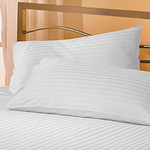 Linenovation Cotton Luxurious Striped 2 Piece Sateen Pillow Cover Set, Normal Size, 16 inch x 24 inch- White - Image 4