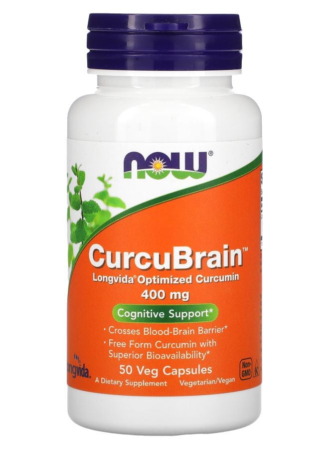 now CurcuBrain Cognitive Support 400 mg 50 Veg Capsules
