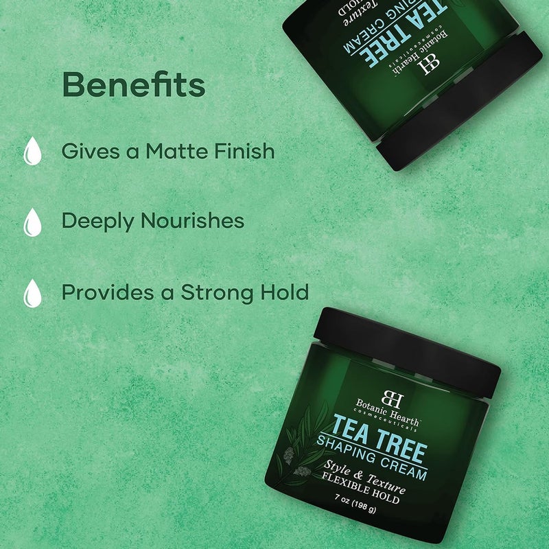 Botanic Hearth Tea Tree Shaping Cream, Hair Styling Cream with Collagen & Biotin | Style & Texture, Strong & Flexible Hold, for All Hair Types | Men and Women | Made in USA | 7 Oz - Image 3
