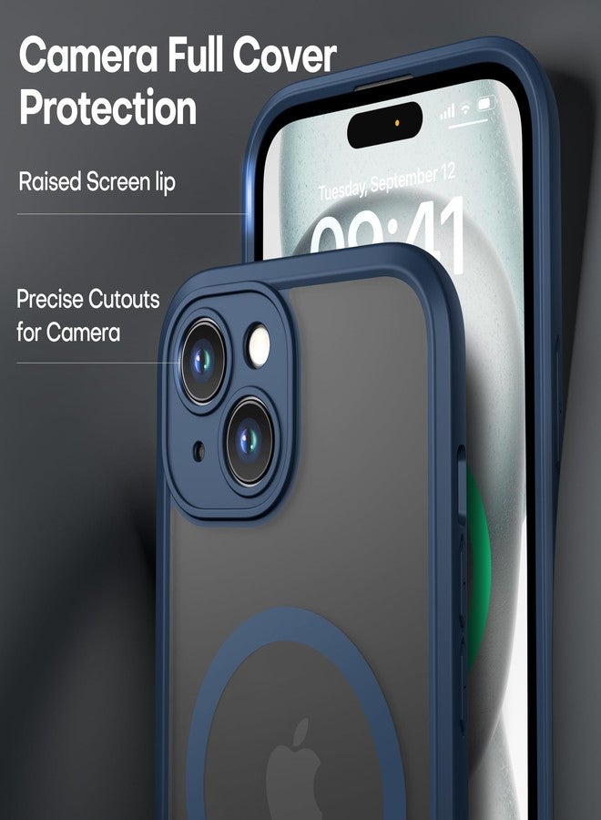 ImpactStrong Magnetic Guard Designed for iPhone 15 Case [Camera Protection] [Military Grade Drop Tested] [Compatible with MagSafe] Slim Translucent Matte Phone Case (6.1") - Navy Blue - Image 3