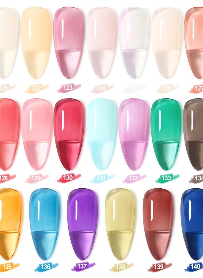 DOUBORQ 20 Bottles Jelly Gel Nail Polish Glass Translucent Crystal Blue Pink Red Pink Clear Green Yellow Purple Colors UV Soak Off LED Gel 7ml Soak Off Manicure Kit - Image 3