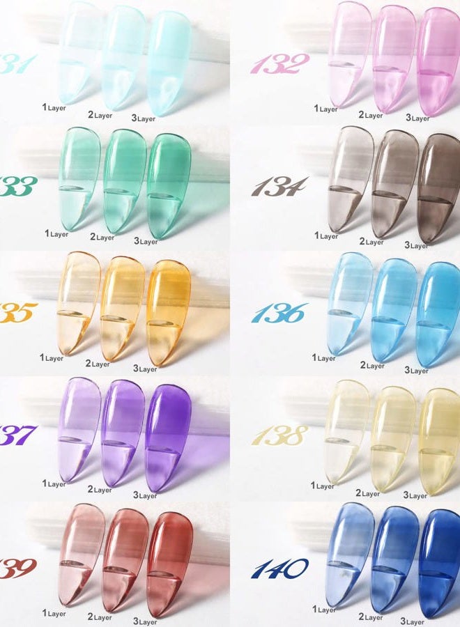 DOUBORQ 20 Bottles Jelly Gel Nail Polish Glass Translucent Crystal Blue Pink Red Pink Clear Green Yellow Purple Colors UV Soak Off LED Gel 7ml Soak Off Manicure Kit - Image 4