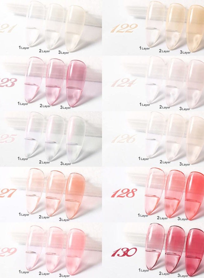 DOUBORQ 20 Bottles Jelly Gel Nail Polish Glass Translucent Crystal Blue Pink Red Pink Clear Green Yellow Purple Colors UV Soak Off LED Gel 7ml Soak Off Manicure Kit - Image 5