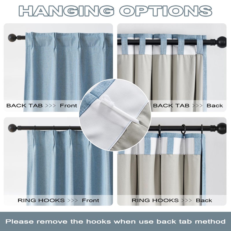 DUALIFE Slate Blue Blackout Curtains 96 Inch Long 2 Panels Set Pinch Pleat Drapes for Living Room Bedroom Nursery Thermal Insulated Full Blackout Draperies with Hooks 40" Wx96 L - Image 4