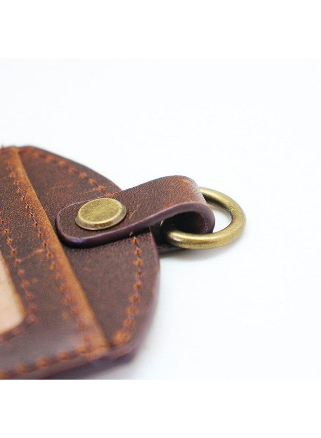 boshiho Badge Holder: Boshiho Cowhide Leather Id Badge Card Holder With 19" Neck Lanyard Vertical Style (Dark Brown) - Image 5