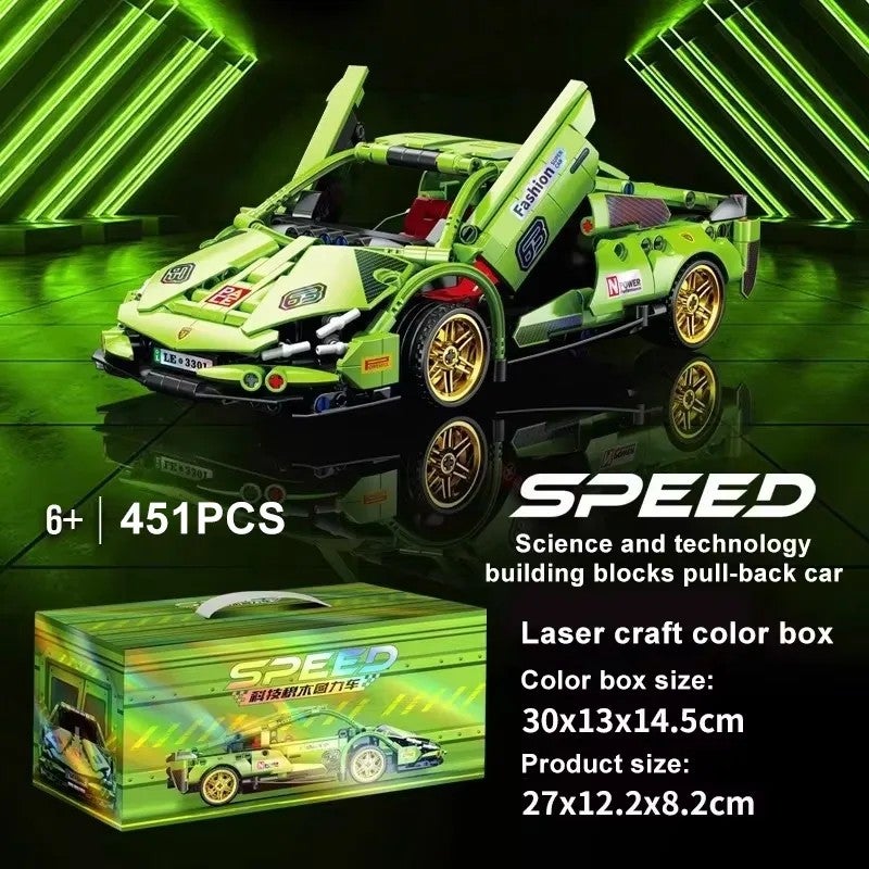 Y&D Motorized Children Games Plastic Sport Car Building Block Bricks Sets Kids Educational Toy Car, Vehicle Building Sets for Boys and Girls - Image 1