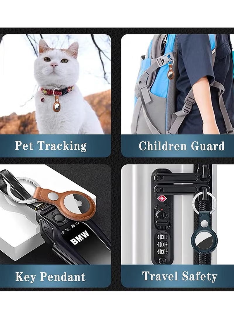 4 Pack Protective Air Tag Case for Apple Airtags PU Leather Keychain Key Ring Anti Lost AirTag Tracker Holder Anti Scratch Air Tags Cover Loop Finder Items GPS Accessories - Image 5