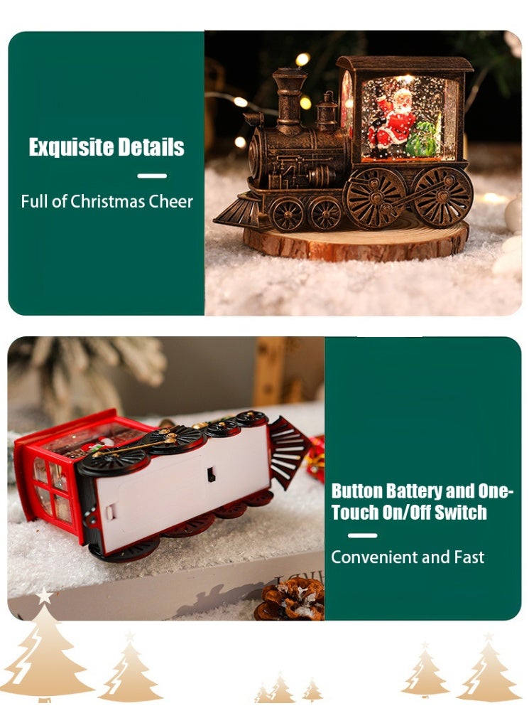 VUCATIN هدايا حفلات عيد الميلاد، هدايا تذكارية، زينة قطار مملوءة بالماء، كرات كريستال LED (سانتا كلوز) - Image 2