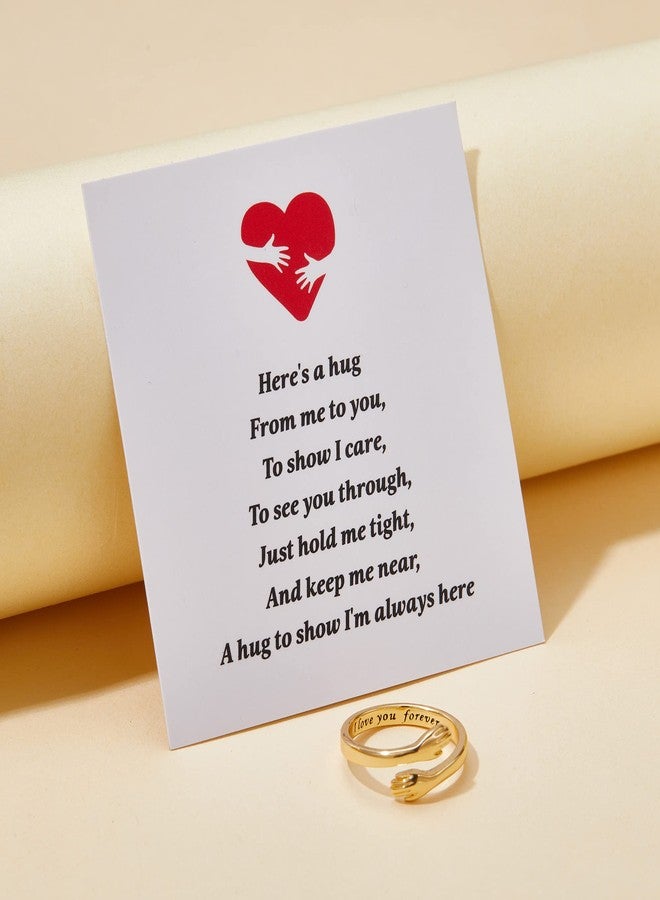 RINHOO Hug Rings for Women18K Gold Plated Gold Silver Adjustable Ring for Mother Daughter (I love you forever-Gold) - Image 4