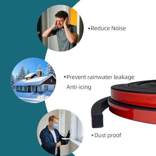 Tintvent Solid Rectangle Rubber Seal with High Tack Self-Adhesive Tape, EPDM Foam Rubber Weather Stripping for Boat, Auto, RV, Marine, Garage Doors/Window Seal, Black(26Feet) - Image 5