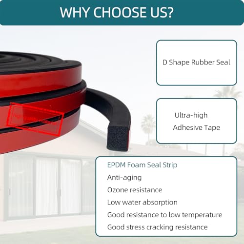 Tintvent Solid Rectangle Rubber Seal with High Tack Self-Adhesive Tape, EPDM Foam Rubber Weather Stripping for Boat, Auto, RV, Marine, Garage Doors/Window Seal, Black(26Feet) - Image 3