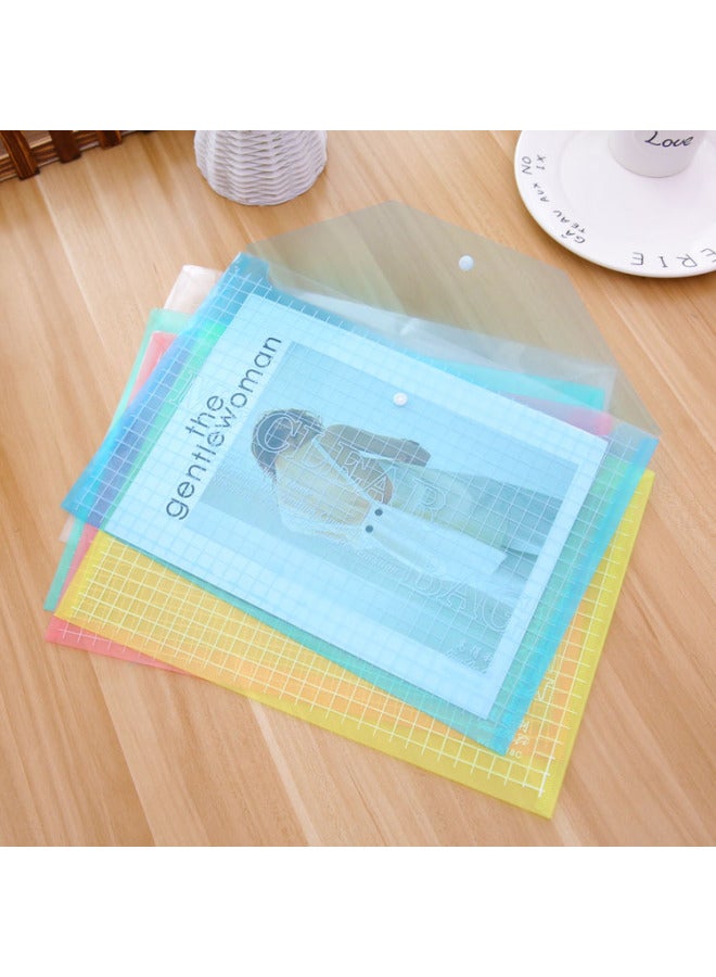 HELPS Office Stationery Transparent Snap File Bag Student Plastic Paper Storage Bag Waterproof A4 Color Thickened File Bag - Image 3