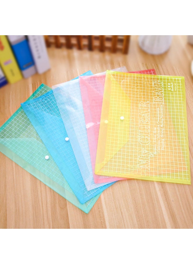 HELPS Office Stationery Transparent Snap File Bag Student Plastic Paper Storage Bag Waterproof A4 Color Thickened File Bag - Image 1