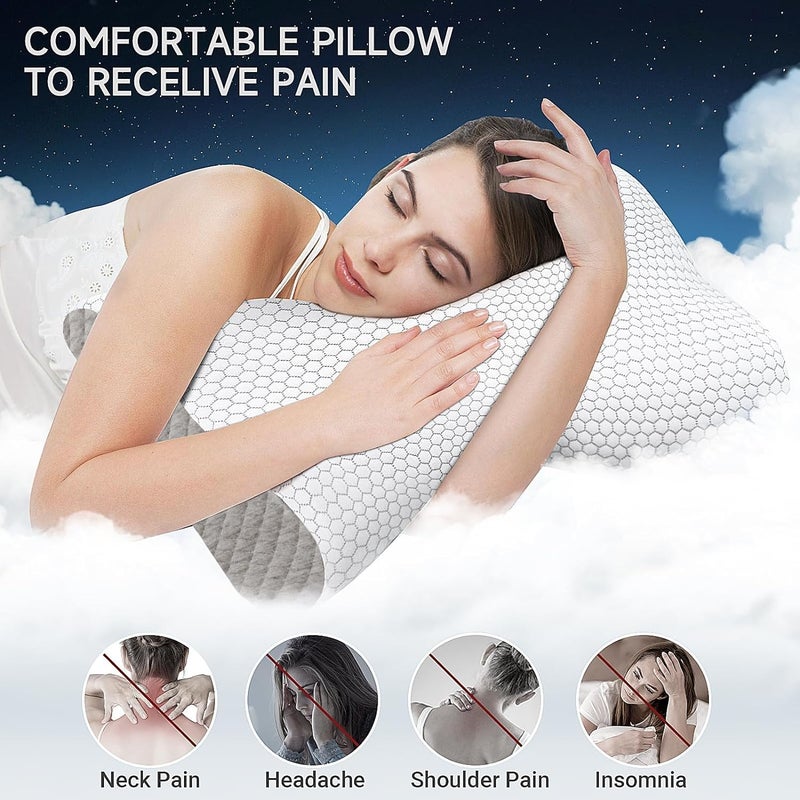TEKCOOL وسادة فوم الذاكرة، وسائد فوم الذاكرة القطنية لدعم آلام الرقبة وآلام الكتف أثناء النوم، وسادة رقبة قطنية مريحة لدعم الرقبة للجانب والظهر؟ - Image 5
