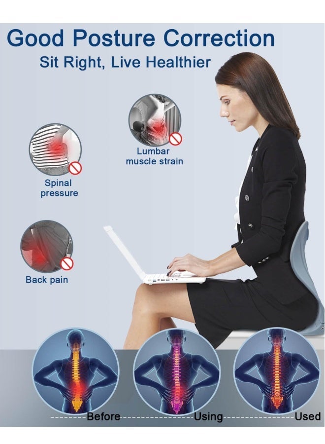 وسادة دعم الق lumbar , مصحح وضعية قابل للطي, دعم Ergonomic للظهر لكرسي المكتب, تخفيف آلام الظهر, جهاز فك ضغط العمود الفقري لكرسي المكتب, السرير, والأرضية (رمادي) - Image 5